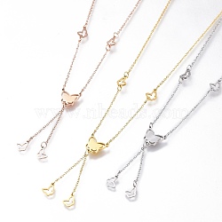 304 Stainless Steel Butterfly Lariat Necklaces, with Cable Chains and Lobster Claw Clasps, Mixed Color, 16-7/8 inch(43cm)(NJEW-I240-17)