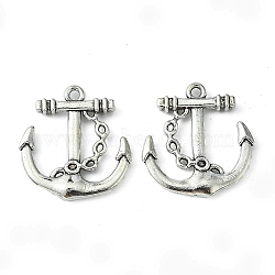 Tibetan Style Alloy Anchor Pendants, Cadmium Free & Nickel Free & Lead Free, Antique Silver, 27x24x2.5mm, Hole: 2mm(X-TIBEP-839-AS-NR)