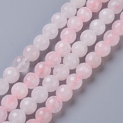 Natural Rose Quartz Beads Strands, Faceted, Round, 8mm, Hole: 1mm(G-C065-8mm-3)