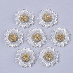 Epoxy Resin Pendants, with Golden Foil, Flower, Goldenrod, 33x33x5~6mm, Hole: 1.4mm(X-CRES-N025-01)