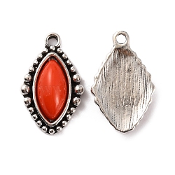 Zinc Alloy Pendants, with Resin, Horse Eye, Orange Red, 23.5x14.5x5.5mm, Hole: 1.8mm(FIND-WH0108-40AS-07)