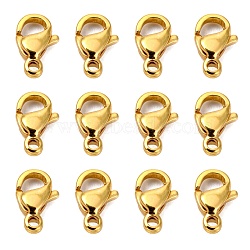 304 Stainless Steel Lobster Claw Clasps, Parrot Trigger Clasps, Manual Polishing, Golden, 9x5x2.5mm, Hole: 1mm(X-STAS-R050-9x5mm-02)