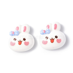 Opaque Resin Cabochons, Cartoon Style Animal, Rabbit Pattern, 19.5x18.5x7.5mm(CRES-P023-02D)