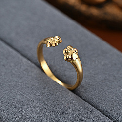 Fashionable 201 Stainless Steel Cuff Rings, Open Rings for Women, Cat Paw Print, Golden, Inner Diameter: 16~19mm(FS-WG0D738-02)