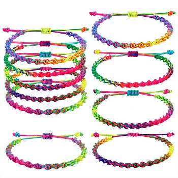 Braided Nylon Thread Cord Bracelets, Colorful, 1/4 inch(0.5cm), Inner Diameter: 2~3-1/8 inch(5~8cm), 5pcs/set