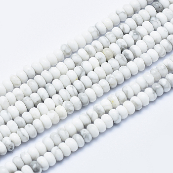 Natural Howlite Beads Strands, Rondelle, 4~4.5x2~3mm, Hole: 1mm, about 160pcs/strand, 15.7 inch(40cm)