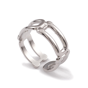 304 Stainless Steel Hollow Out Oval Wrap Open Cuff Rings for Women, Stainless Steel Color, Inner Diameter: 16.8mm