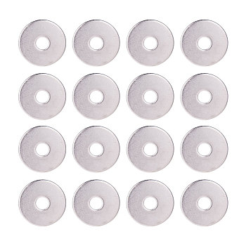 Perles en 304 acier inoxydable, disque de donut / pi, couleur inoxydable, 25x1.5mm, Trou: 6.5mm, 50 pcs / boîte