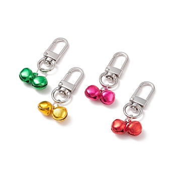 Aluminum Bell Pendant Decorations, with Swivel Clasps, Clip-on Charms, for Keychain, Purse, Backpack Ornament, Stitch Marker, Mixed Color, 50mm