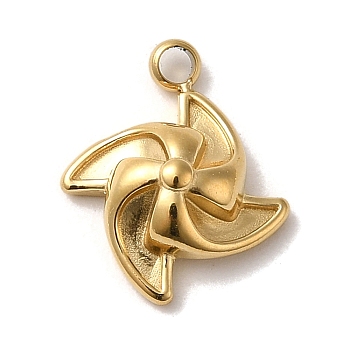 304 Stainless Steel Charms, Windmill Charms, Real 14K Gold Plated, 13x10x4mm, Hole: 1.4mm