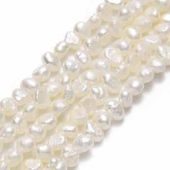 Natural Cultured Freshwater Pearl Beads Strands, Two Sides Polished, Linen, 4x3~3.5x3mm, Hole: 0.5mm, about 94~96pcs/strand, 14.65~14.76''(37.2~37.5cm)