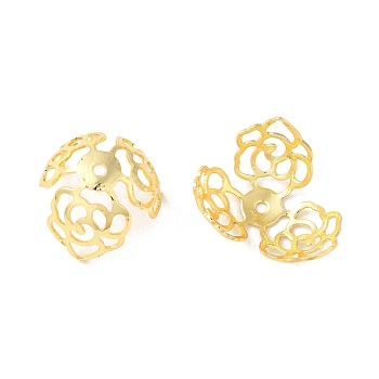 Rack Plating Brass Flower Bead Caps, 3-Petal, Long-Lasting Plated, Real 18K Gold Plated, 16.4x11.8mm, Hole: 1.2mm