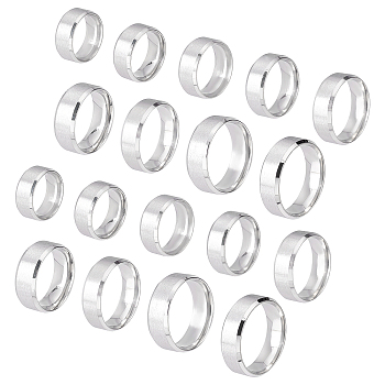 DICOSMETIC 18Pcs 9 Size 201 Stainless Steel Plain Band Ring for Men Women, Matte Platinum Color, Inner Diameter: US Size 4 1/2~14(15.2~23mm), 2Pcs/size