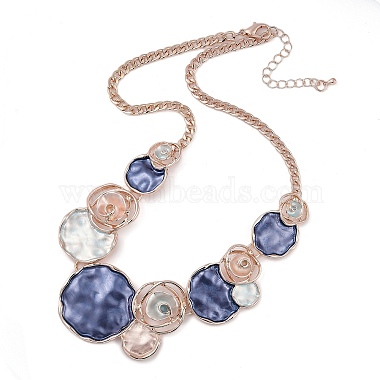 Alloy Colorful Enamel Rose Flower Bib Necklaces(NJEW-B113-05)-3