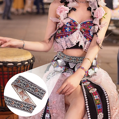 Ethnic style Embroidery Polyester Ribbons(OCOR-WH0077-27C)-4