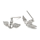 Rhodium Plated Wings 925 Sterling Silver Micro Pave Cubic Zirconia Dangle Stud Earring Findings(STER-P056-10P)-2