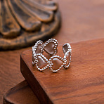 304 Stainless Steel Cuff Open Rings for Women, Heart, Stainless Steel Color, Inner Diameter: 15~20mm(WGA0B46-02)
