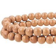 Natural Sandalwood Beads Strands, Round, Dyed, 8mm, Hole: 1mm, about 50pcs/strand, 15.7 inch(40cm), 2strands/box(WOOD-PH0008-08)