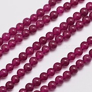 Natural & Dyed Malaysia Jade Bead Strands, Round, Medium Violet Red, 4mm, Hole: 0.8mm, about 92pcs/strand, 15 inch(G-A146-4mm-A15)