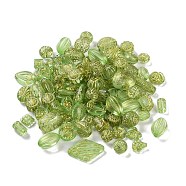 Transparent Acrylic Beads, Metal Enlaced, Mixed Shapes, Light Green, 7.5~22.5x7.5~21x5.5~13mm, Hole: 1.2~5.5mm, about 485pcs/500g(MACR-L005-05M)