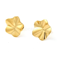 304 Stainless Steel Stud Earrings, Flower, Real 14K Gold Plated, 18x18mm(EJEW-G364-25G)