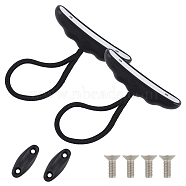 Plastic Kayak Pull Handles, with Polyester Cord, Pad Eyes and Stainless Steel Screws, Black, 11.5~131x24~25.5x5.5~16x9~20.5mm, Hole: 6.5mm(FIND-WH0053-10)