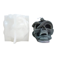 DIY Halloween Skull & Snake Candle Food Grade Silicone Statue Molds, for Portrait Sculpture Portrait Sculpture Scented Candle Making, White, 11.3x8.6x9cm(SNAK-PW0001-11)