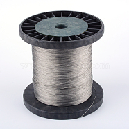Tiger Tail Wire,201 Stainless Steel Wire,with Random Spool, Stainless Steel Color, 23 Gauge, 0.6mm, about 500m/500g(TWIR-Q005-01)