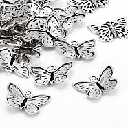 Tibetan Style Alloy Pendants, Cadmium Free & Nickel Free & Lead Free, Butterfly, Antique Silver, 17x25x3mm, Hole: 2mm(TIBEP-12742-S-FF)