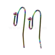Ion Plating(IP) 316 Stainless Steel Earring Hooks, Ear Wire, Rainbow Color, 21x12x2mm, 20 Gauge, Pin: 0.8mm(STAS-E145-09M)