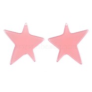 Translucent Cellulose Acetate(Resin) Pendants, Solid Color, Star, Salmon, 41.5x40x2.5mm, Hole: 1mm(KY-T040-43F)