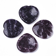 Natural Lepidolite Thumb Worry Stone, Pocket Palm Stones, for Healing Reiki Stress Relief, Heart Shape, 39~40x39~40x5~6mm(G-N0325-01D)