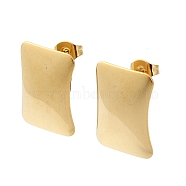 Ion Plating(IP) 201 Stainless Steel Stud Earrings, with 304 Stainless Steel Pins, Plain Rectangle, Real 18K Gold Plated, 18x13.5mm(EJEW-K270-09G)