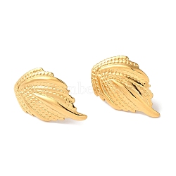 Wing Ion Plating(IP) 304 Stainless Steel Stud Earrings for Women, Golden, 24x15mm(EJEW-L287-005G)