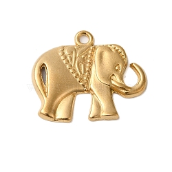 Ion Plating(IP) 304 Stainless Steel Pendants, Elephant Charms, Real 18K Gold Plated, 21x25x2mm, Hole: 2mm(STAS-N103-18G)