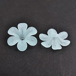 Transparent Acrylic Beads, Frosted, Flower Bead Caps, Light Blue, 30x8mm, Hole: 1.5~2mm, about 257pcs/410g(PAF154Y-14)