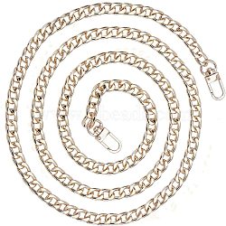Bag Strap Chains, Iron Curb Link Chains, with Swivel Lobster Claw Clasps, Golden, 55.1 inch(140cm), 1 strand/box(IFIN-PH0024-03G-9x140)