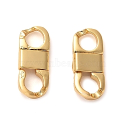 Rack Plating Brass Fold Over Clasps, 8 Shaped, Real 18K Gold Plated, 16x7x3mm, Hole: 4mm(KK-Q807-04G)