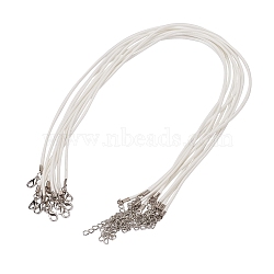 Waxed Cord Necklace Making, with Zinc Alloy Lobster Claw Clasps, Platinum, White, 17.8 inch~18 inch(45.5~46cm), 2mm(X-NCOR-T001-82)
