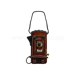 Miniature Wooden Retro Wall Phone, Vintage Hanging Telephone, for Dollhouse Decor, Coconut Brown, 49x26x21mm(MIMO-PW0001-062)