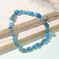 Natural Apatite Bead Stretch Bracelets, Tumbled Stone, Nuggets, Inner Diameter: 2~2-1/4 inch(5.2~5.6cm)(BJEW-K213-40)