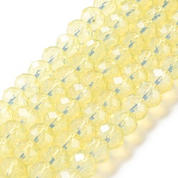 Baking Painted Transparent Glass Beads Strands, Imitation Opalite, Faceted, Round, Light Khaki, 8x6mm, Hole: 1.6mm, about 65pcs/strand, 15.94''(40.5cm)(DGLA-A034-J8MM-D06)