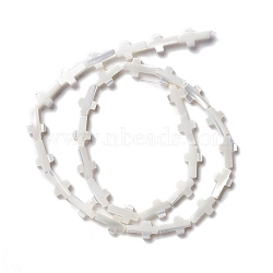 Natural Trochid Shell/Trochus Shell Beads, Cross, White, 12.5x7x2.5~3mm, Hole: 0.8mm, about 31pcs/strand, 15.26 inch(38.75cm)(SSHEL-O0001-22A)