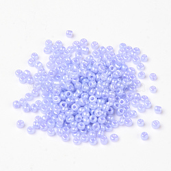 (Repacking Service Available) Glass Seed Beads, Ceylon, Round, Lilac, 12/0, 2mm, Hole: 1mm, about 12g/bag(SEED-C020-2mm-146)