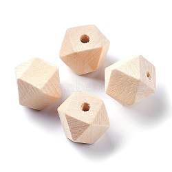 Faceted Unfinished Wood Beads, Natural Wooden Beads, Polygon, PapayaWhip, 13.5x14mm, Hole: 3mm, 120pcs/bag(WOOD-PH0001-19B)