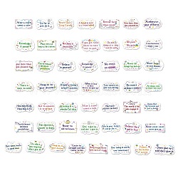 50Pcs Inspirational Theme Cartoon English Word Paper Sticker Label Set, Adhesive Label Stickers, for Suitcase & Skateboard & Refigerator Decor, Mixed Color, 29~47x59~73x0.25mm(DIY-G078-01)