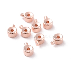 925 Sterling Silver Crimp Beads, Loose Spacer Beads, Stopper Crimp Charms, Flat Round, Rose Gold, 4x3x2mm, Hole: 0.8mm, pin: 1mm(STER-D035-01RG)