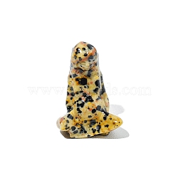 Natural Dalmatian Jasper Sculpture Display Decorations, for Home Office Desk, Goddess Gaia, 37mm(G-PW0004-61B)