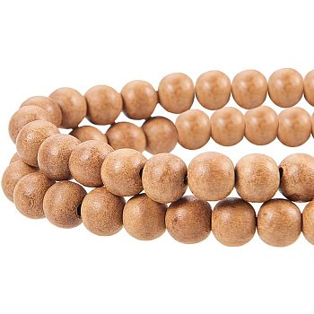 Natural Sandalwood Beads Strands, Round, Dyed, 8mm, Hole: 1mm, about 50pcs/strand, 15.7 inch(40cm), 2strands/box