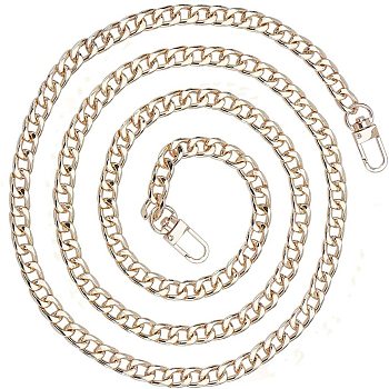 Bag Strap Chains, Iron Curb Link Chains, with Swivel Lobster Claw Clasps, Golden, 55.1 inch(140cm), 1 strand/box